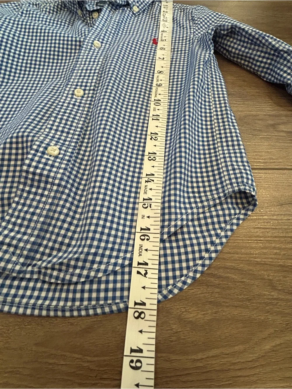 Ralph Lauren Boys 3T Blue Gingham Button Down Shirt Red Pony